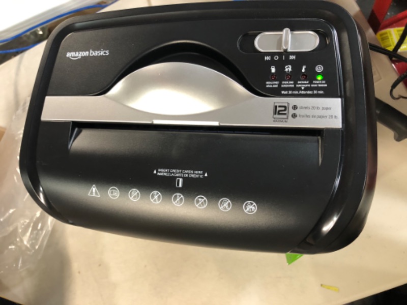 Photo 6 of Amazon Basics 12-Sheet Cross-Cut Paper and Credit Card Home Office Shredder 12 Sheet Shredder
