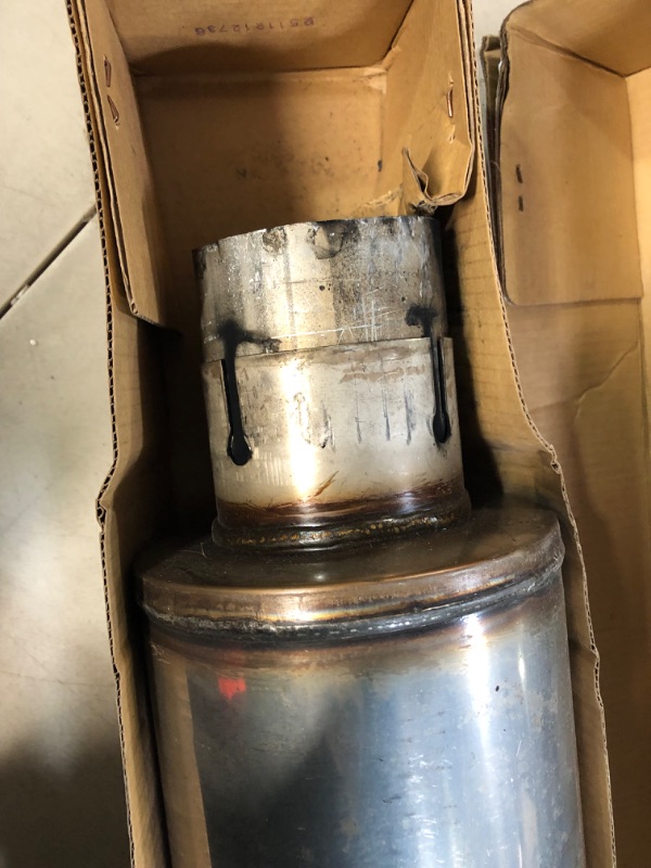 Photo 4 of ***HEAVILY USED** Upower 4" Inlet Diesel Exhaust Muffler 7" x 24" Body 30" Whole Length XS2772 - Straight Through Stainless Steel Welded On Resonator Muffler