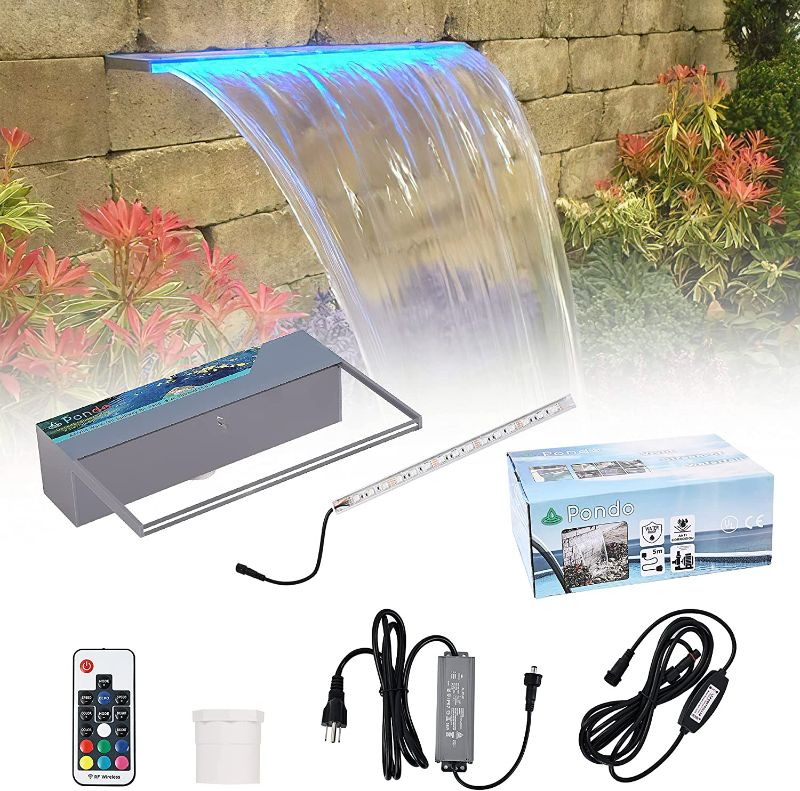 Photo 1 of [See Notes] PONDO Lighted Waterfall Pool Fountain 12'' w/LED 7 Color Changing and Remote
