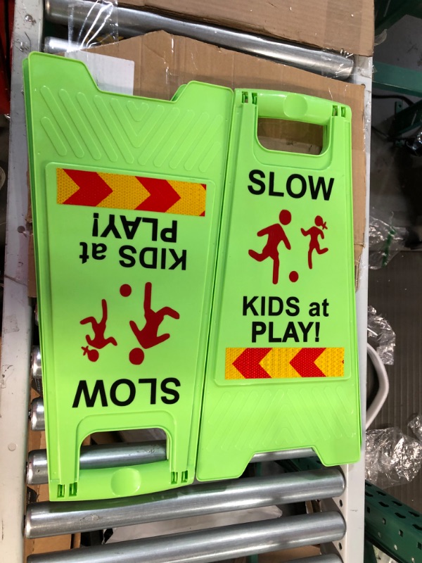 Photo 2 of [Brand New] Children at Play Safety Signs, 2 Pack - Lime Green