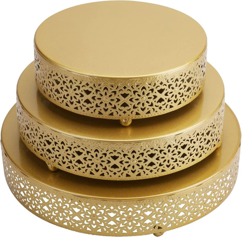 Photo 1 of [See Notes] Hedume 3-Piece Cake Stand Set, Round Metal Cake Stands