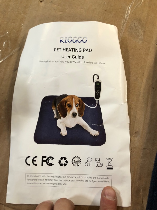 Photo 4 of [Like New] RIOGOO Pet Heating Pad, Electric Heating Pad for Dogs and Cats Indoor Warming Mat with Auto Power Off (S: 17.5"x14")