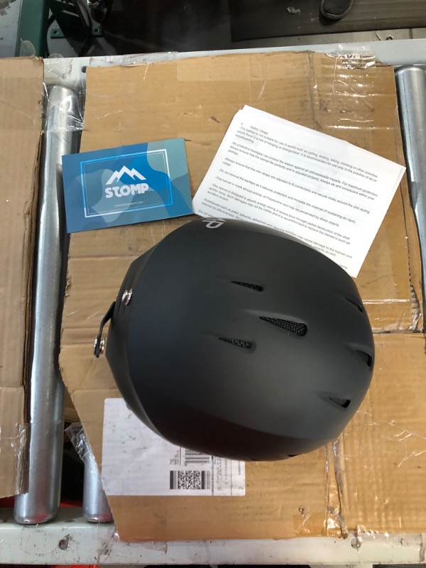 Photo 4 of [Like New] Stomp Ski & Snowboarding Snow Sports Helmet with Build-in Pocket in Ear Pads for Wireless Drop-in Headphone (Matte Black - Medium)