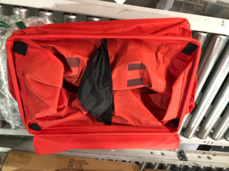 Photo 1 of [USED] Mind Reader Double Rolling Hamper Laundry Sorter with Lid, Wheels, Handles, Red