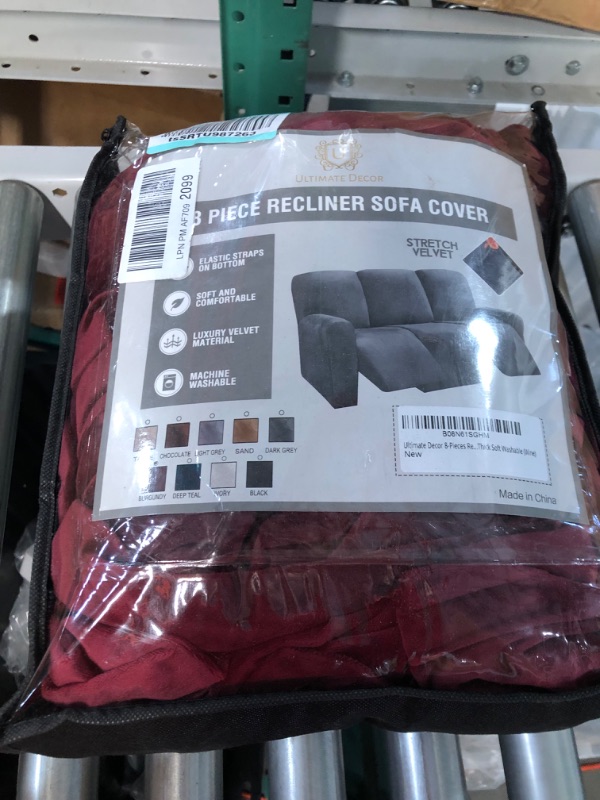 Photo 1 of [USED] ULTICOR 8-Pieces Recliner Sofa Covers Velvet  (Wine)