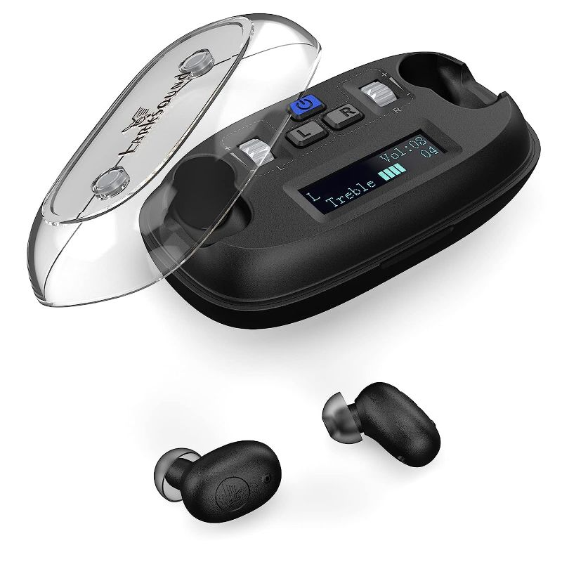 Photo 1 of LARKSOUND Rechargeable Hearing Aids for Adults, FDA Class I, Hearing Amplifiers with Noise Cancelling, Hearing Amplification for Seniors (Black)
