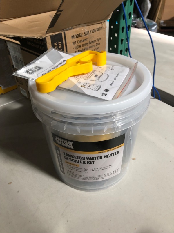 Photo 1 of 6699 Tankless Heater Descaling Flush Kit Includes Submersible Water Pump with Adapters 2.5 Gallons Pail with Bucket Lid Opener and Two 3/4" GHT X 6FT PVC Rubber Black Hoses Easy Installation to Clean