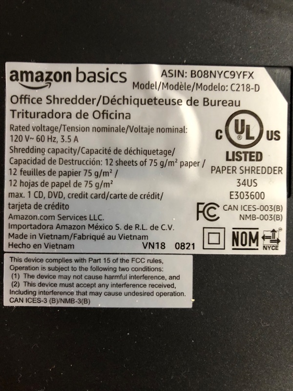 Photo 3 of Amazon Basics 12 Sheet Micro-Cut Paper,Credit Card and CD Shredder for Office/Home & Paper Shredder Sharpening & Lubricant Sheets - Pack of 24