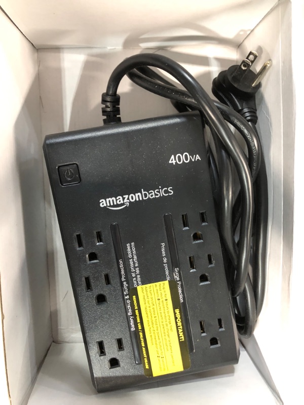 Photo 2 of Amazon Basics Standby UPS 400VA 255W Surge Protector Battery Power Backup, 6 Outlets 