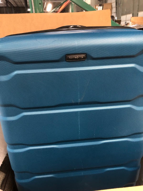 View 2 of Samsonite Omni PC Hardside Expandable Luggage with Spinner Wheels, Checked-Large 28-Inch, Caribbean Blue
