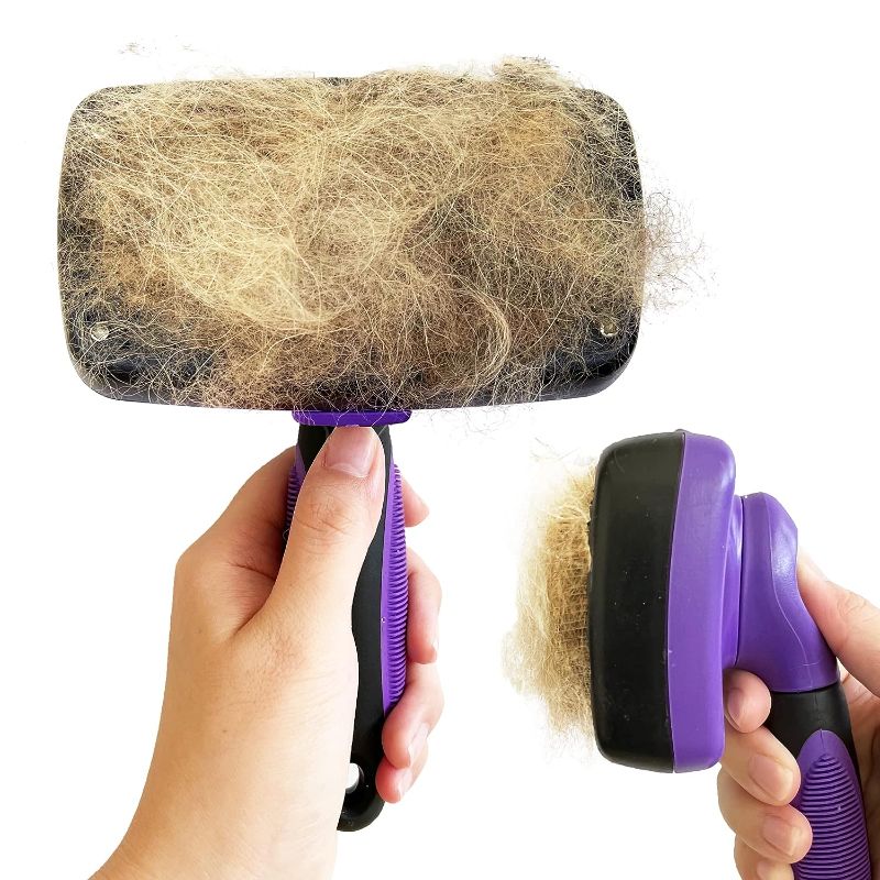 Photo 1 of *BUNDLE OF 2*Pet Slicker Brush - Dog & Cat Brush for Shedding & Grooming - Dematting & Detangling Self-Cleaning Brushes for Dogs, Cats & Pets Purple