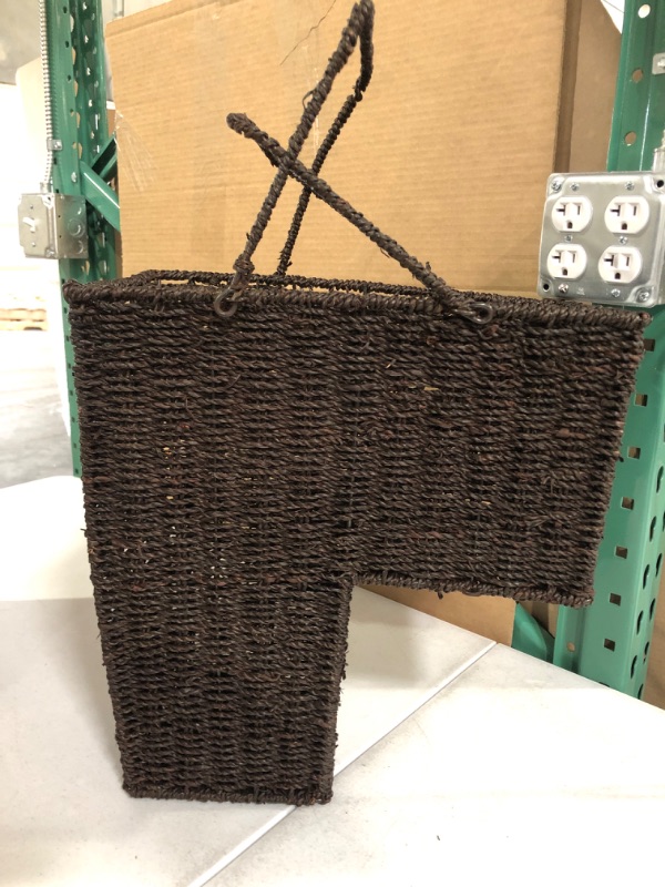 Photo 2 of 15" Wicker Storage Stair Basket With Handles by Trademark Innovations (Brown)