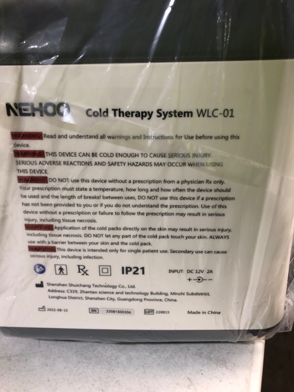 Photo 1 of *unable to test** NEHOO Cold Therapy System, Low Noise Ice Therapy Machine,