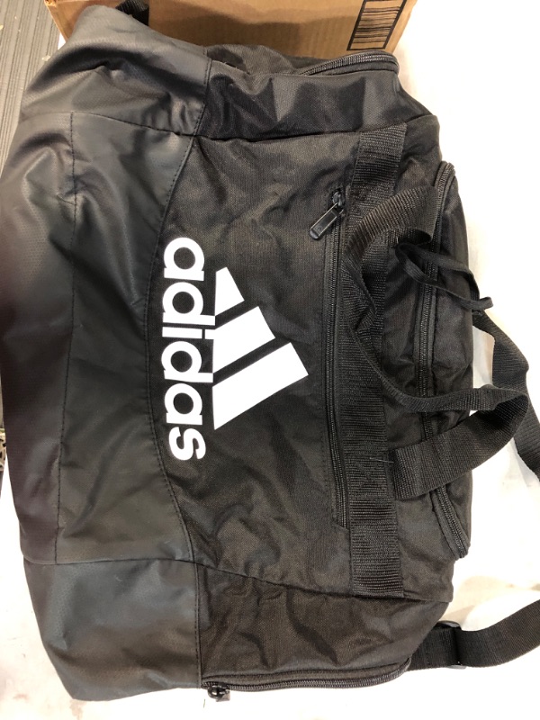 Photo 2 of adidas Defender 4 Small Duffel Bag, Black/White, 11.75"x20.5"x11"