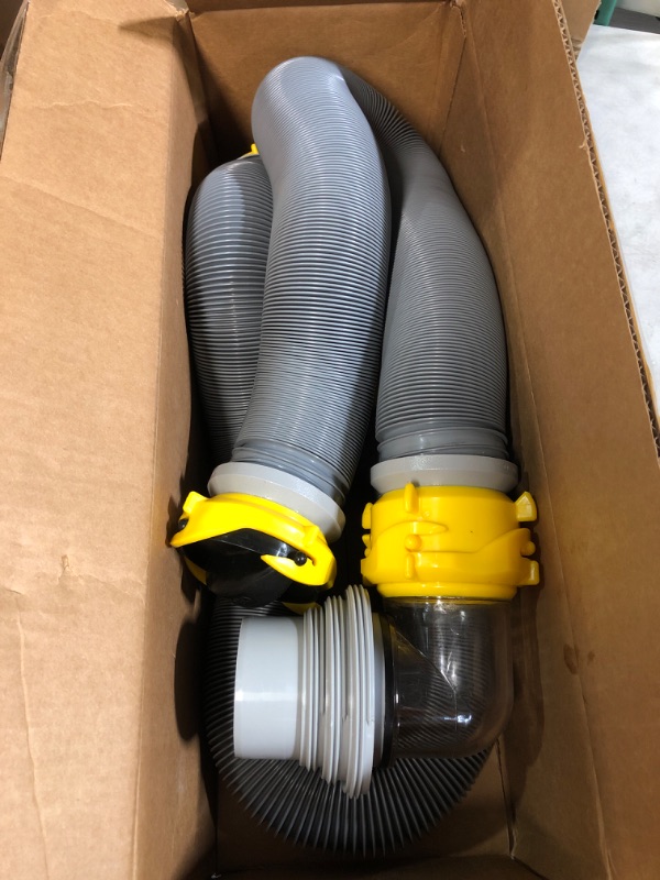 Photo 2 of Camco Deluxe Sewer Hose Kit with Swivel Fittings, Clear Elbow Fitting, Hoses, Storage Caps, and Bonus Clear Extender, 20 Feet (39658) 20' Sewer Hose Kit