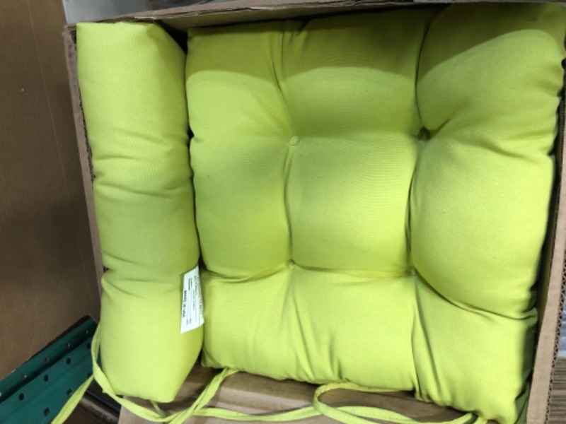 Photo 2 of [4x] Blazing Needles Solid Square Tufted Chair Cushions - Mojito Lime