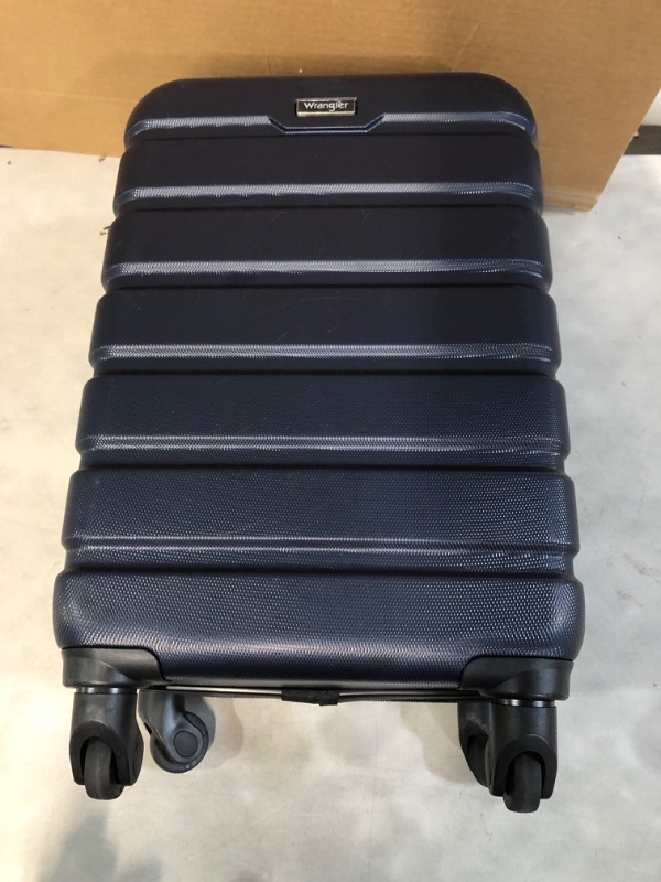 Photo 3 of [DAMAGE] Wrangler Hardside Luggage, Navy Blue, 20-Inch 