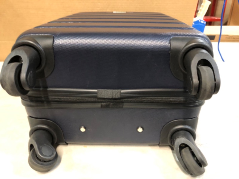 Photo 2 of [DAMAGE] Wrangler Hardside Luggage, Navy Blue, 20-Inch 