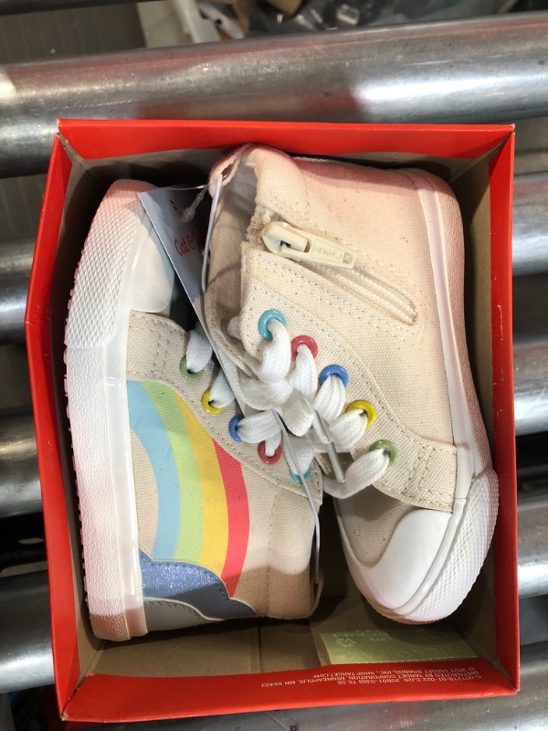 Photo 2 of cat & jack toddlers penny rainbow sneakers beige size 7