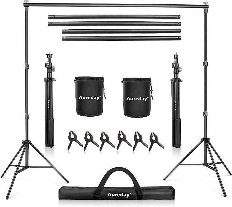 Photo 1 of **USED*** 
Aureday Backdrop Stand, 7x10Ft Adjustable Photo Backdrop Stand Kit 