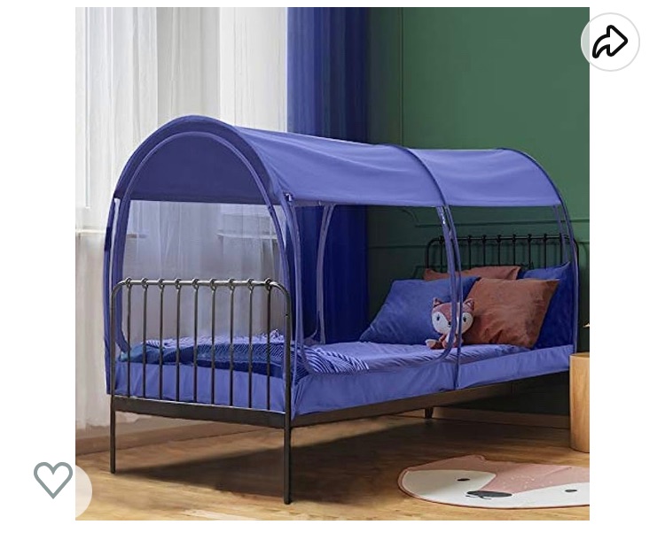 Photo 1 of LEEDOR Mosquito Net Bed Tent Canopy Indoor Tent Privacy Bed Fort Dream Tent for Kids or Adult Navy Full 75 X 54 X 47H'' (Mattress Not Included)