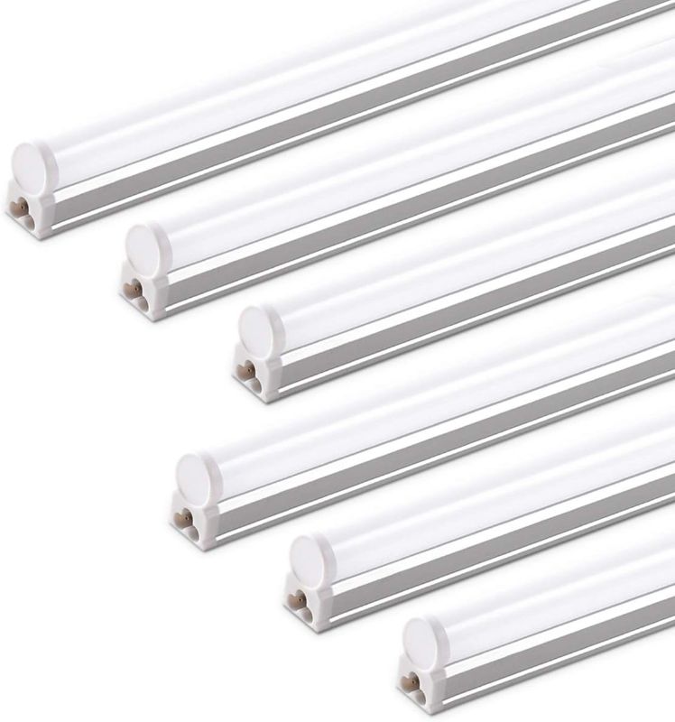 Photo 1 of (6 Pack) Barrina LED T5 Integrated Single Fixture, 4FT, 2200lm, 6500K (Super Bright White)