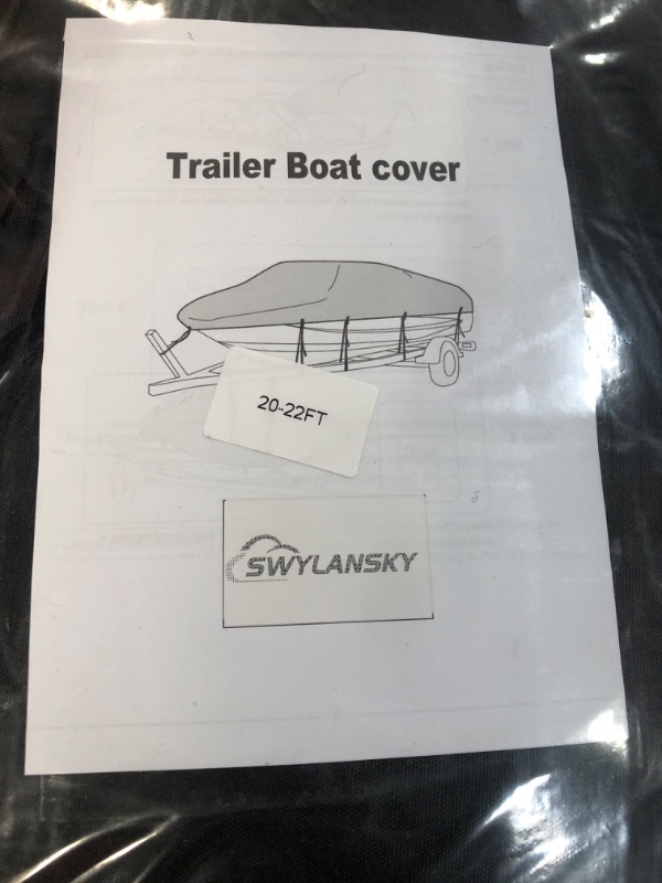 Photo 2 of Mancro Trailerable Boat Cover 20-22ft Waterproof Heavy Duty Boat Cover,  Black