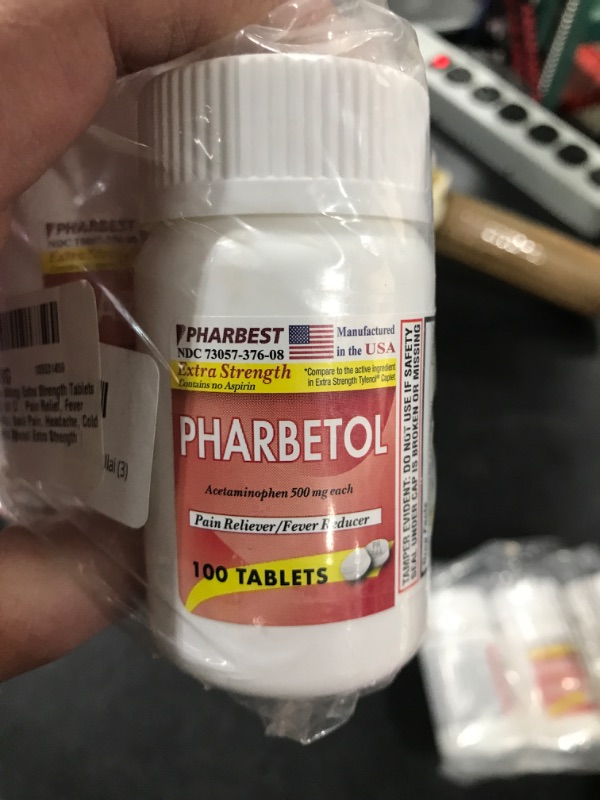 Photo 2 of 3 pack of Pharbetol 500mg Extra Strength Tablets 100 Count (Generic Extra Strength)
