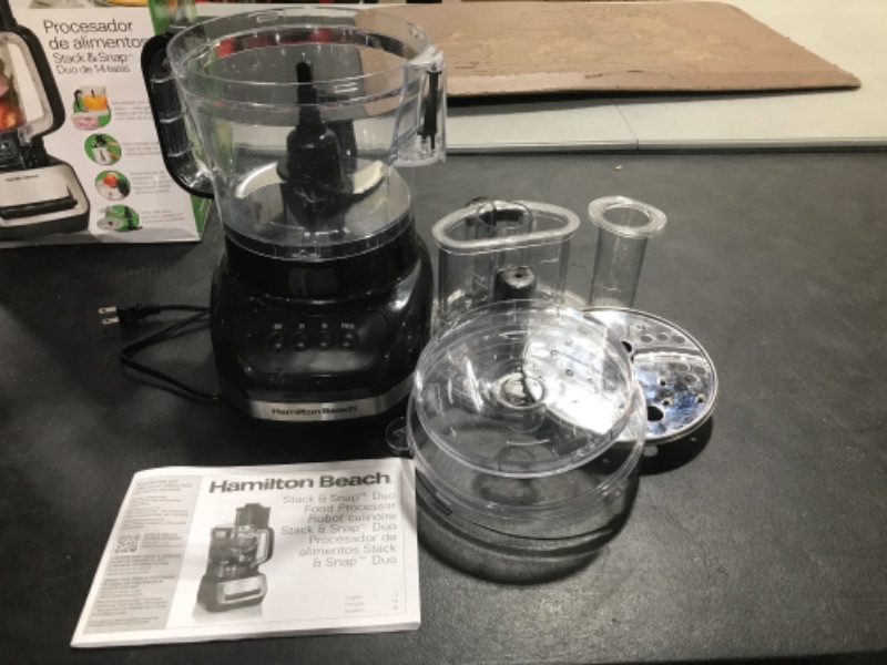 Photo 2 of Hamilton Beach Stack & Snap Food Processor and Vegetable Chopper, BPA Free, Stainless Steel Blades, 14 Cup + 4-Cup Mini Bowls, 3-Speed 500 Watt Motor, Black (70585)