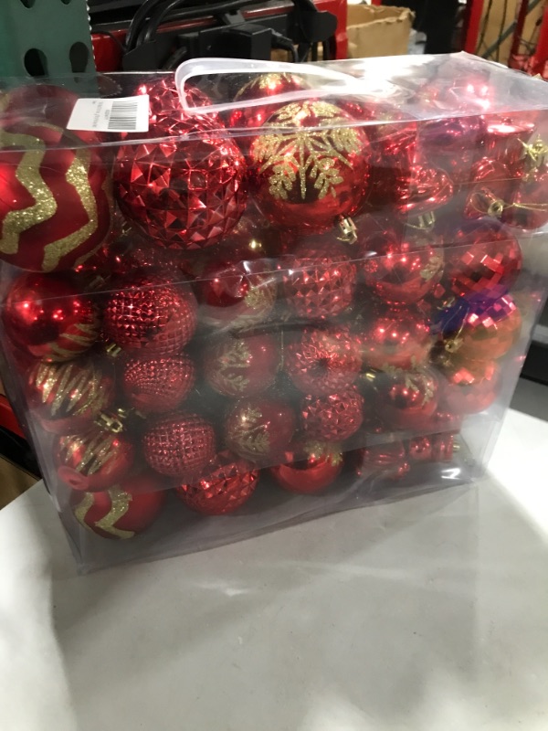 Photo 2 of 116Pcs Red Christmas Ball Ornaments Set, Shatterproof Christmas Hanging Decoration Set with Gift Box, Assorted Decorative Baubles Set for Xmas Tree/Home/Wedding/Party/Holiday (Red)