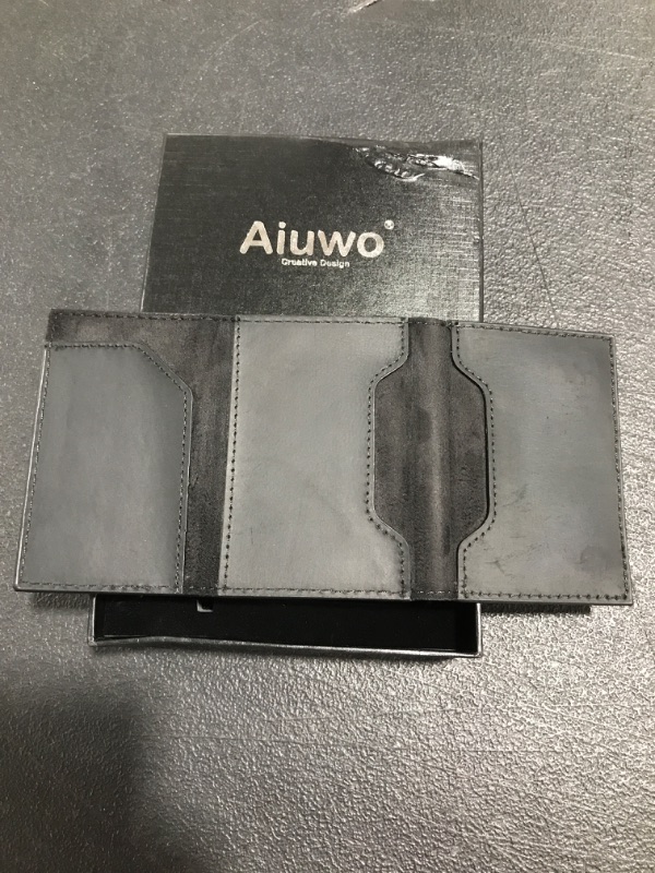 Photo 3 of Aiuwo Mens Slim wallet with Money Clip RFID Blocking Credit Card holder Minimalist smart wallet for Men with Gift Box (Black(Crazy Horse)). 