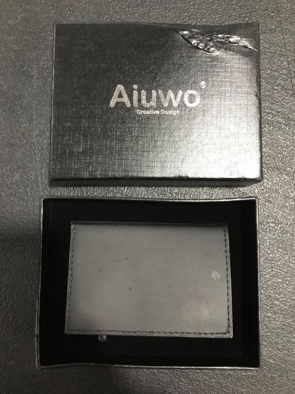 Photo 2 of Aiuwo Mens Slim wallet with Money Clip RFID Blocking Credit Card holder Minimalist smart wallet for Men with Gift Box (Black(Crazy Horse)). 