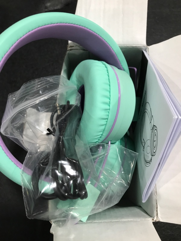 Photo 3 of Kids Bluetooth Headphones, iClever BTH02 Kids Headphones with MIC, 22H Playtime, Bluetooth 5.0 & Stereo Sound, Foldable, Adjustable Headband, Childrens Headphones for iPad Tablet School (Green) Green small. OPEN BOX.