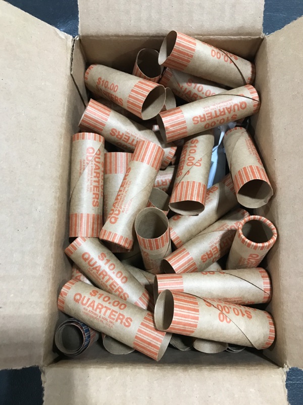 Photo 2 of 150 Coin Wrappers & Twist N Crimp Wrapper Sealer Made in USA - Durable Preformed Paper Tubes - Assorted Sizes - 60 Quarters, 30 Pennies, 30 Nickels and 30 Dimes. OPEN BOX. 