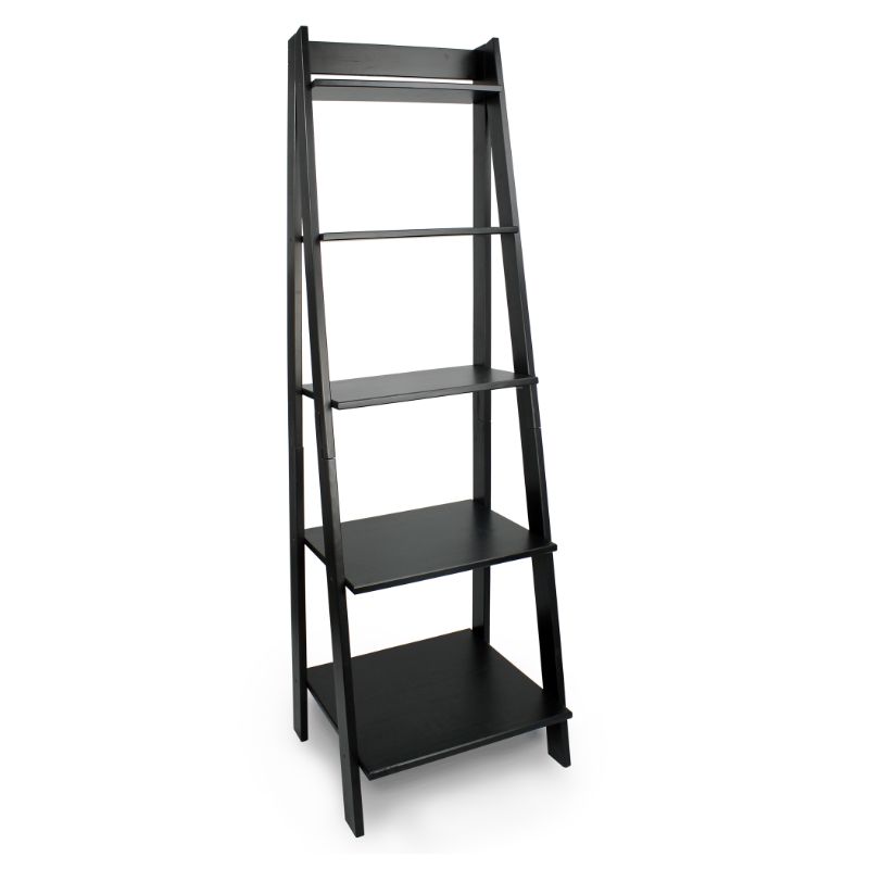 Photo 1 of Adeptus Solid Wood 5 Shelf Ladder Bookcase - Black
