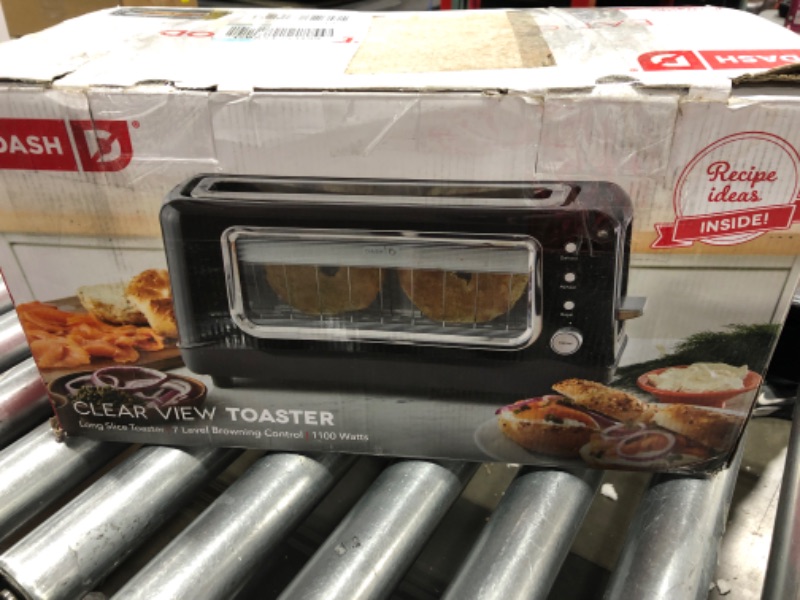 Photo 4 of DASH Clear View Toaster: Extra Wide Slot Toaster with See Through Window - Defrost, Reheat + Auto Shut Off Feature for Bagels, Specialty Breads & other Baked Goods - Black Black Toaster