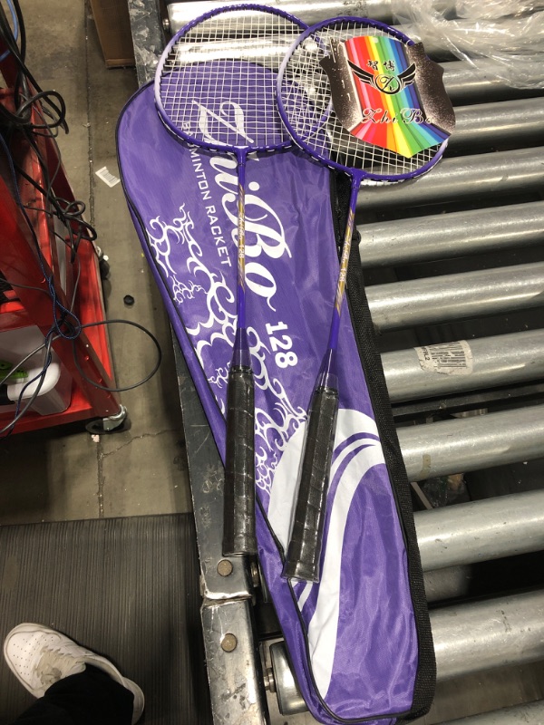 Photo 1 of zhibo badmintion racket, set of 2 purple 