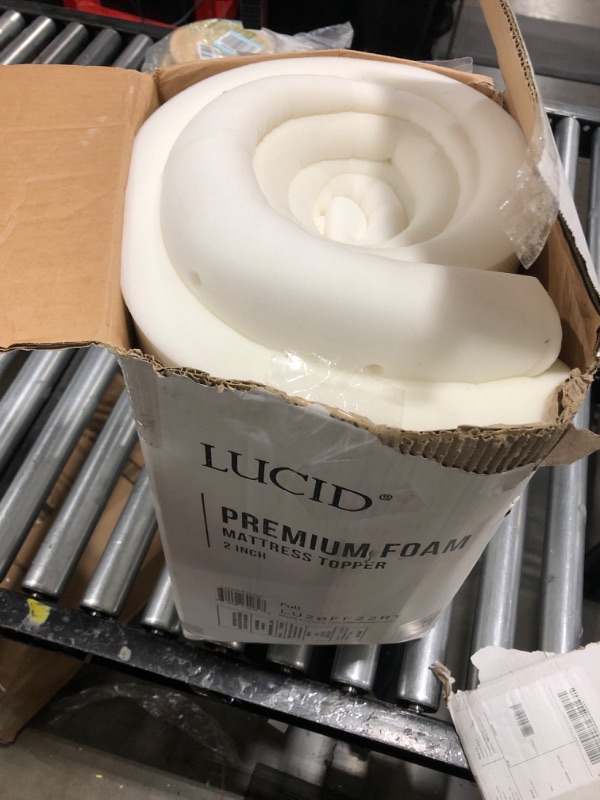 Photo 2 of LUCID 2 Inch Traditional Foam Topper and LUCID Zippered Enclosure Mattress Topper Cover, Full Full 2 Inch Topper and Cover