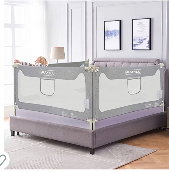 Photo 1 of FAMILL Bed Rail for Toddlers, Upgrade Bed Guard Rail for Toddlers?Toddler Bed Rails for Twin Bed,Baby Bed Rail Guard, Bed Rails for Full Size Queen King Bed,(Grey,1 Piece, 78.7")