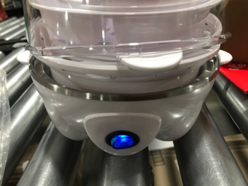 Photo 1 of DASH Deluxe Rapid Egg Cooker for Hard Boiled, Poached, Scrambled Eggs, Omelets, Steamed Vegetables, Dumplings & More, 12 capacity, with Auto Shut Off Feature - White White Egg Cooker