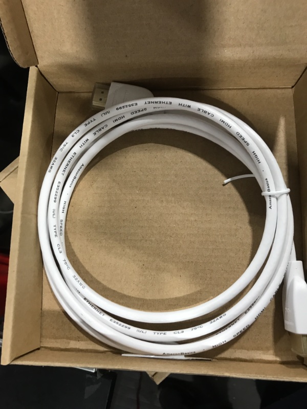 Photo 2 of Amazon Basics CL3 Rated High-Speed HDMI Cable (18 Gbps, 4K/60Hz) - 6 Feet, White 6 Feet 1-Pack Cable