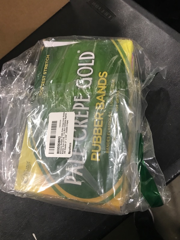 Photo 1 of Alliance Rubber 21405 Pale Crepe Gold Rubber Bands Size #117B, 1 lb Box Contains Approx. 300 Bands (7" x 1/8", Golden Crepe) 1 Pound Box 7 x 1/8 inches