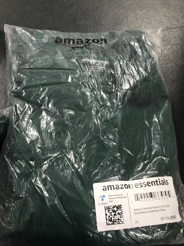 Photo 1 of Amazon Essentials Women's Short-Sleeve Waisted Maxi Dress (Available in Plus Size) Rayon Blend Jade Green SIZE 3X