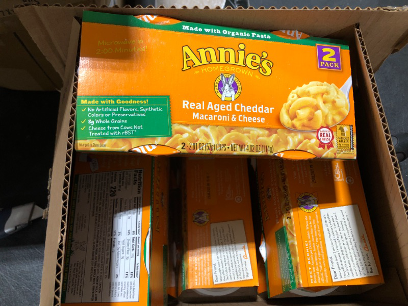 Photo 2 of Annie’s Real Aged Cheddar Microwave Mac & Cheese with Organic Pasta, Single Serve Macaroni & Cheese Cups, 2.01 OZ, 2 Count (Pack of 6)  exp[. 06/2023
