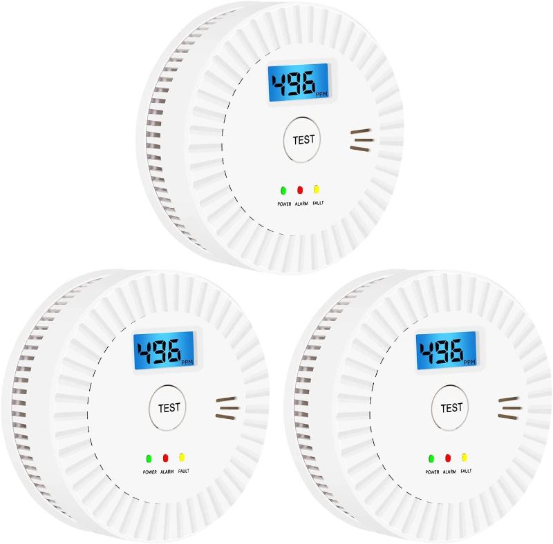 Photo 1 of 3 Pack Combination Smoke and Carbon Monoxide Detector Battery Operated, with Display,Battery Operated,White
