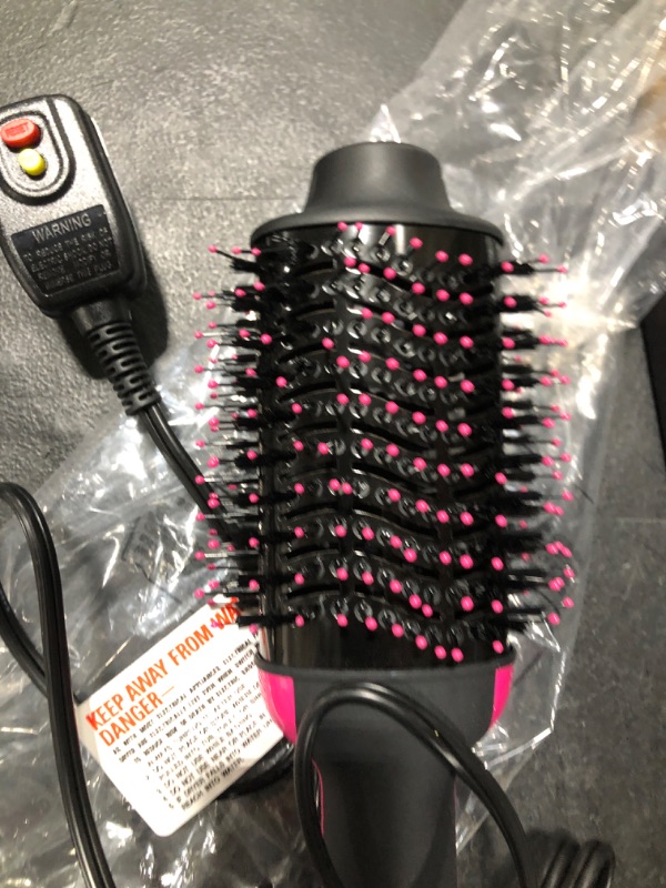 Photo 3 of Hair Dryer Brush Blow Dryer Brush in One, Upgraded 4 in 1 Hair Dryer and Styler Volumizer with Negative Ion Anti-frizz Ceramic Titanium Barrel Hot Air Brush Hair Straightener Brush 75MM Oval Shape Pink
