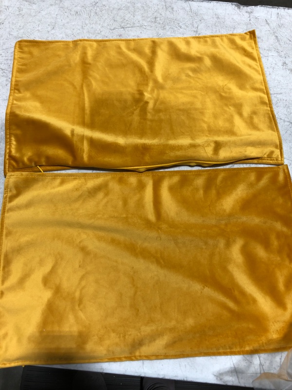 Photo 1 of 20"Wx 12"H Small Rectangular Pillowcases- Mustard Velvet- Set of 2 