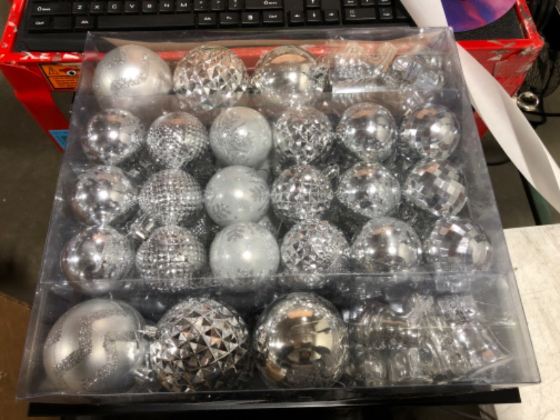 Photo 1 of 116Pcs Silver Christmas Ball Ornaments Set, Shatterproof Christmas Hanging Decoration Set with Gift Box, Assorted Decorative Baubles Set for Xmas Tree/Home/Wedding/Party/Holiday (Silver)