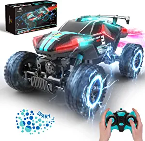 Photo 1 of DEERC DE69 Remote Control Truck with Spray and Light, 5 LED Light Modes, Dual Motors Off Road RC Car, 4WD Rock Crawler, Spray Water Mist, 35+ Min Play, Toy Vehicle for Boys Girls and Adults