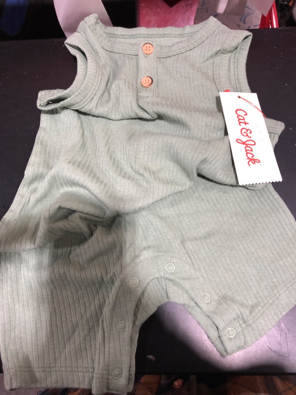 Photo 2 of Baby Ribbed Henley Romper - Cat & Jack™ Sage Green 12M